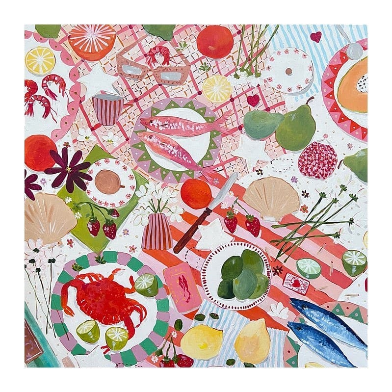 Alexandra Strong Art dinner table with crab