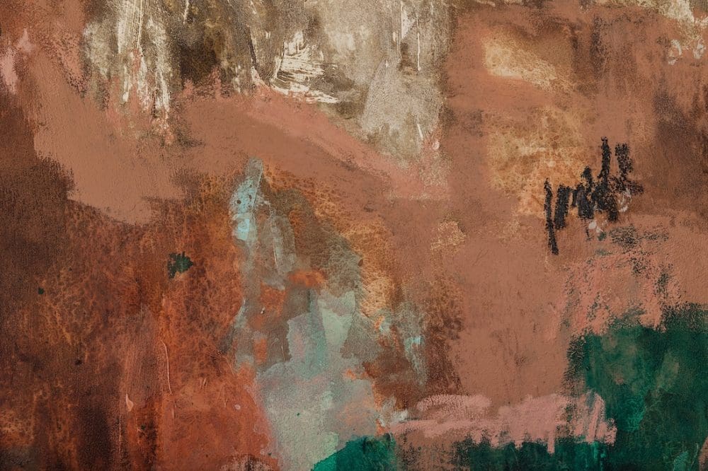 Muted palette with hints of turquoise accents