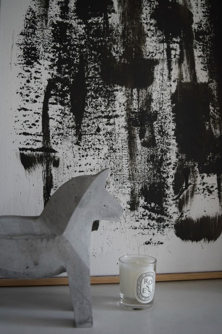 Close up of Black and white artwork