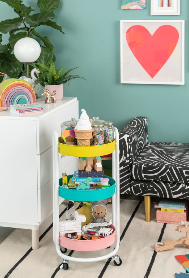 Craft supplies cart on wheels toy storage ideas