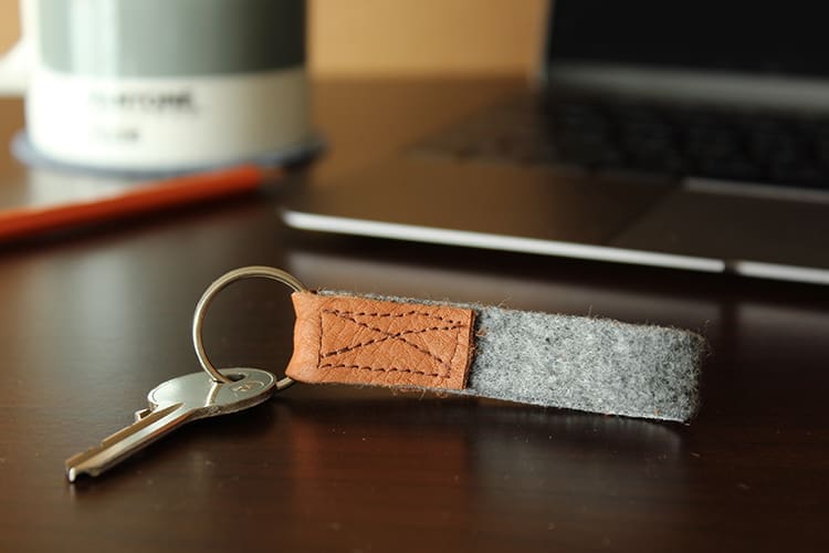 DIY leather and felt keyring