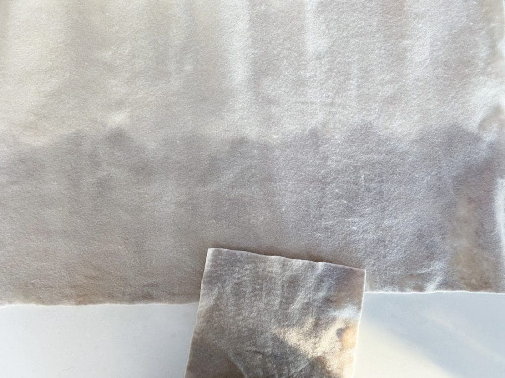 Felt after it has been dip dyed and washed