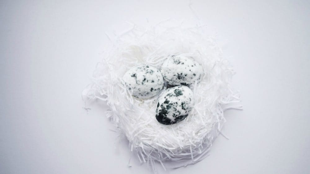 Speckled black and white bath bombs