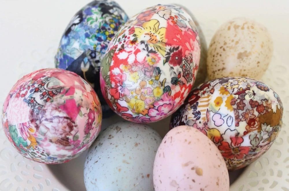 Fabric covered Easter eggs
