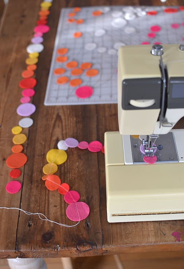 Sewing felt garland