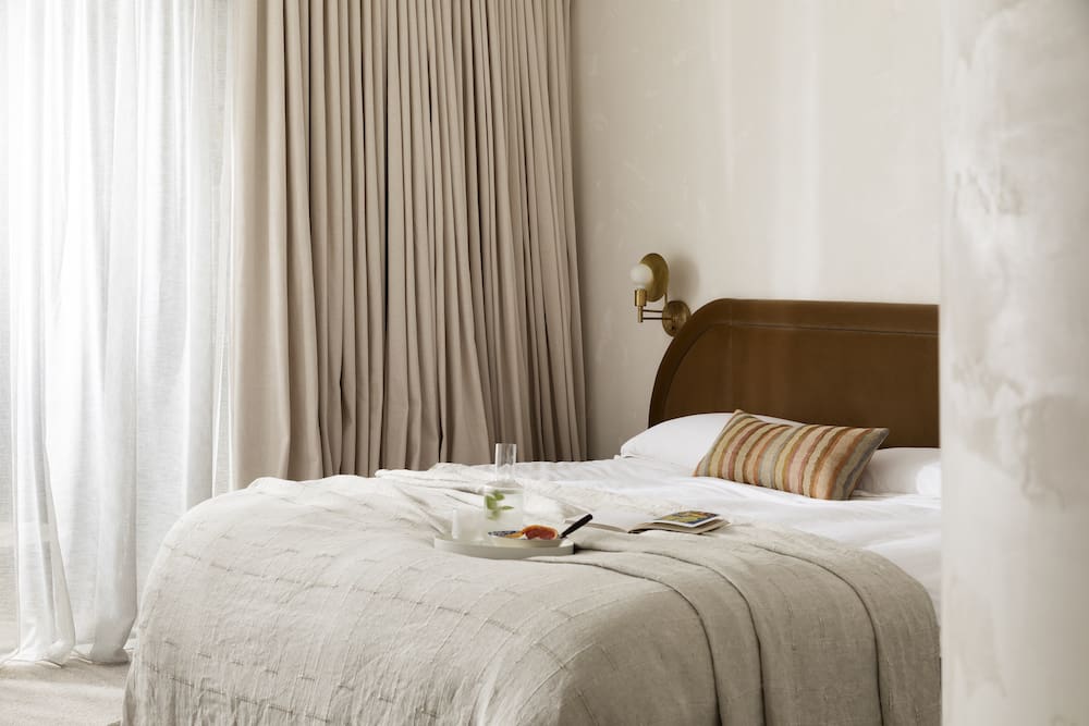 Heatherly Design, Marcel bedhead in cosmo brass velvet