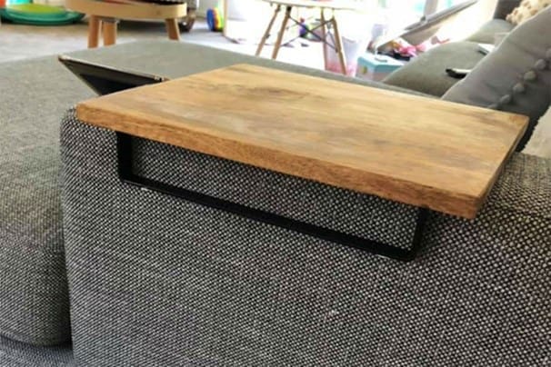 Serving board turned side table Kmart hack