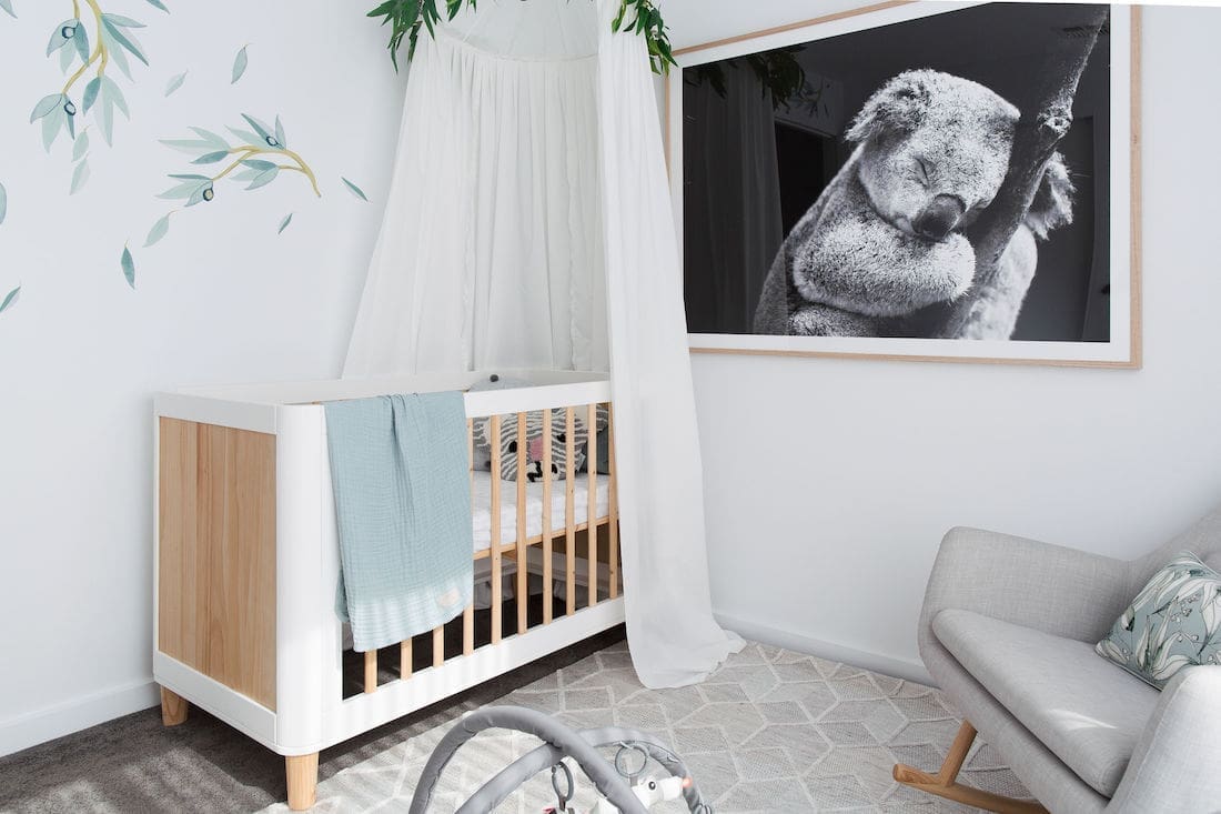 Koala wall print in Australian inspired nursery