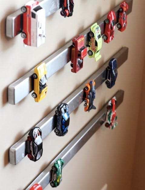 Magnetic strip for storing matchbox and hot wheels cars
