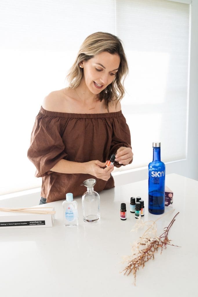 Mix ingredients for homemade diffuser