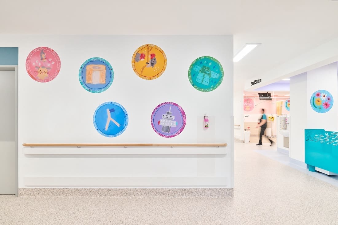 Round wall art pieces in Canberra hospital by Musonga Mbogo