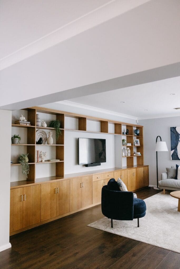 Full wall built in joinery cabinetry in living room