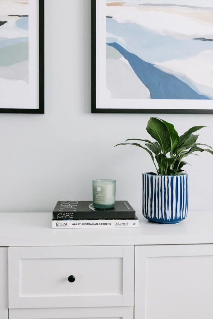 Blue and white Hamptons style pot