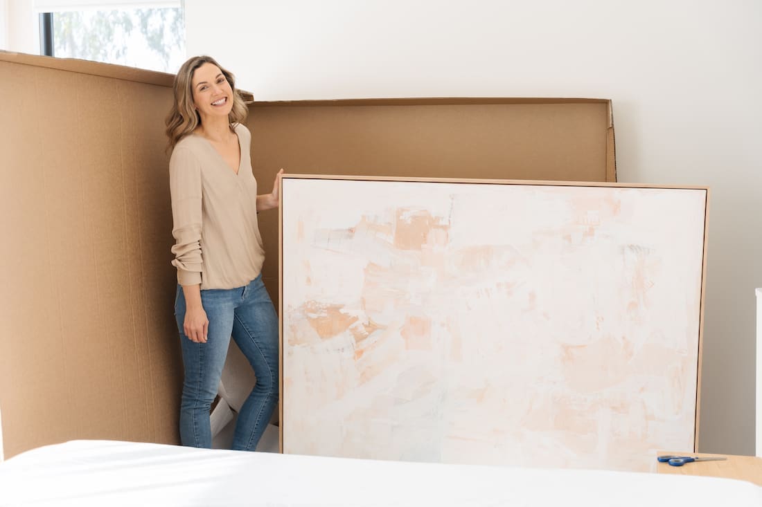 Abstract pink wall art from Bluethumb