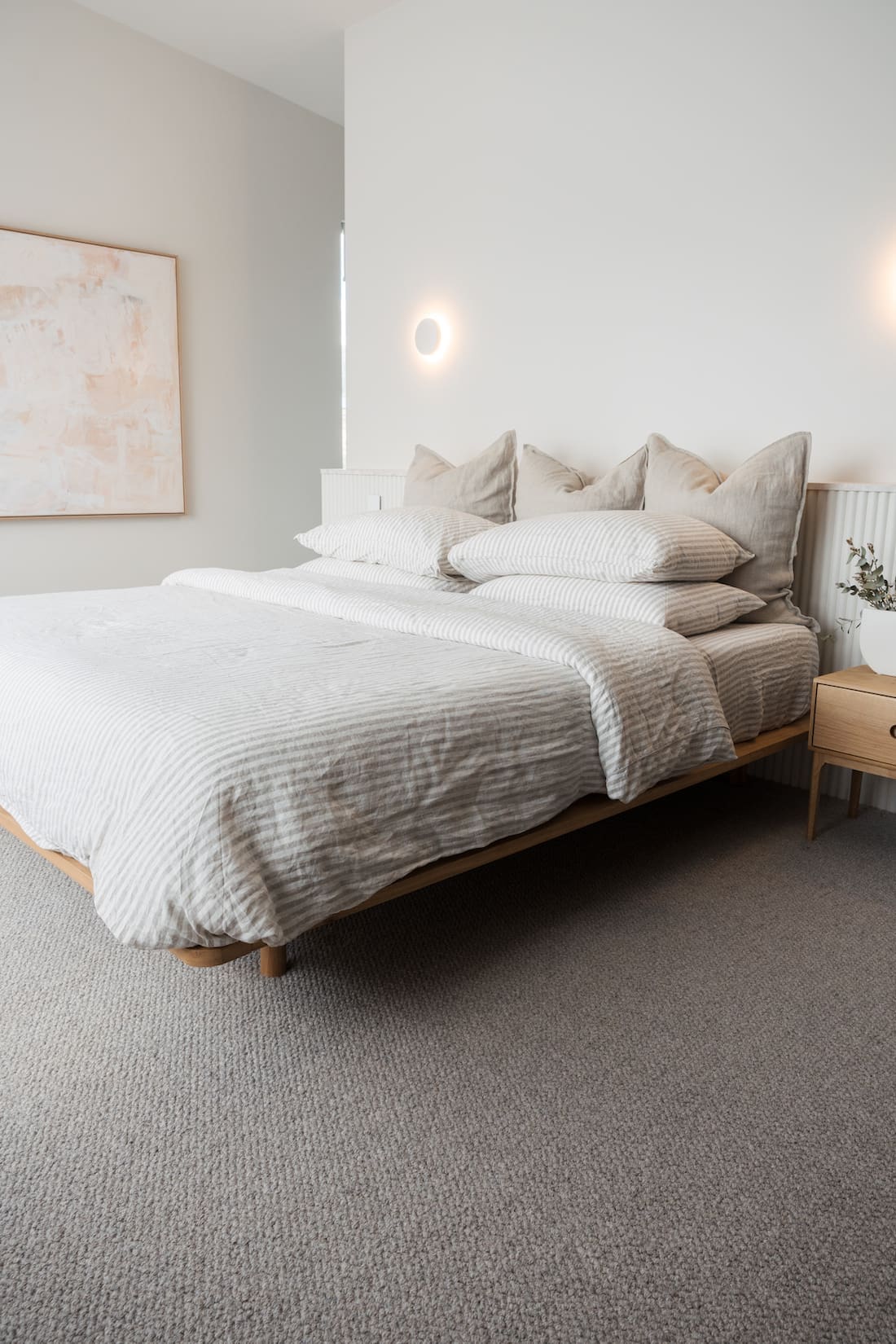 RJ Living timber bed in minimalist modern bedroom