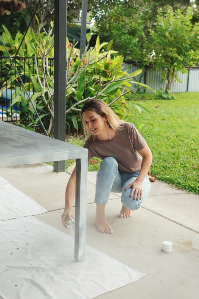 Spray painting table legs