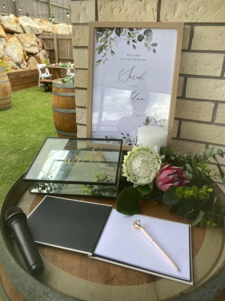 DIY wedding guest book table setup
