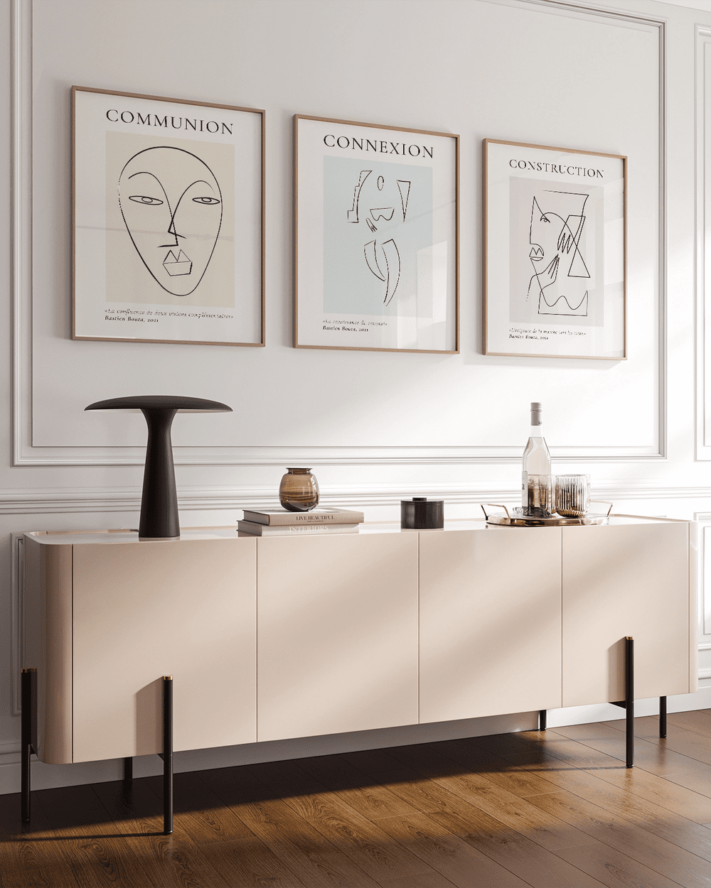 Series of three graphic line drawing from Aplotica Studio