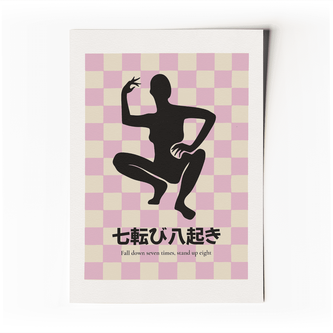 Pink checked art with black silhouette by Aplotica Studio