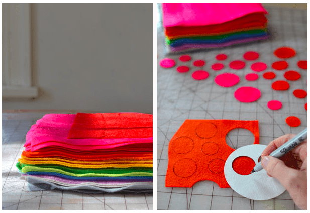 Cutting out felt garland