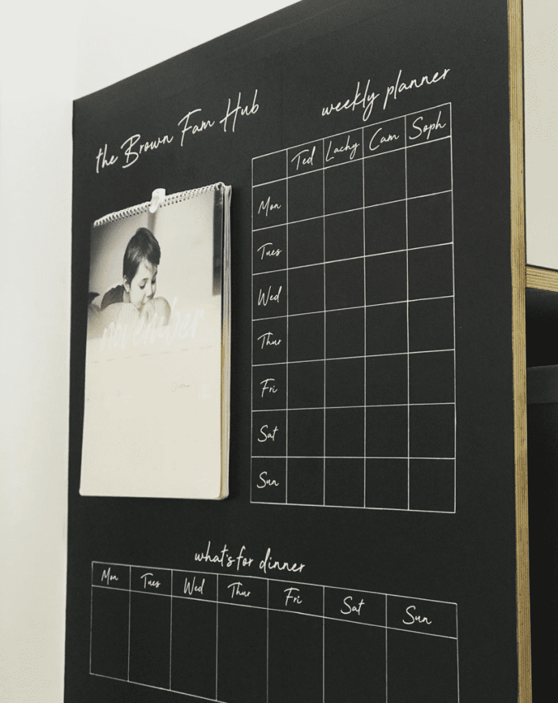 Family hub organiser using Kmart vinyl