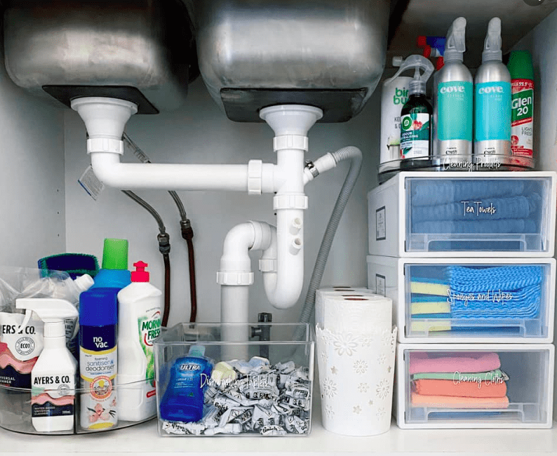 Under sink storage using Kmart products